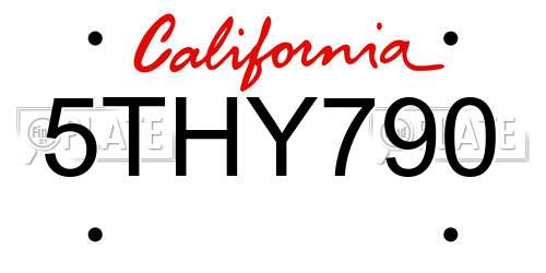 5THY790 California License Plate