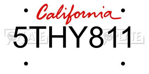 5THY811 California License Plate
