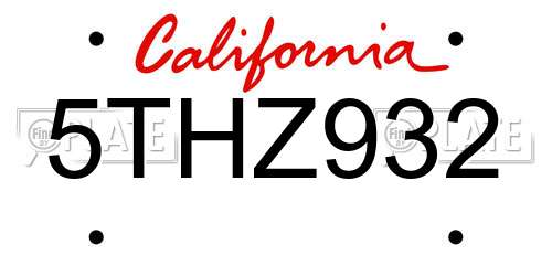 5THZ932 California License Plate