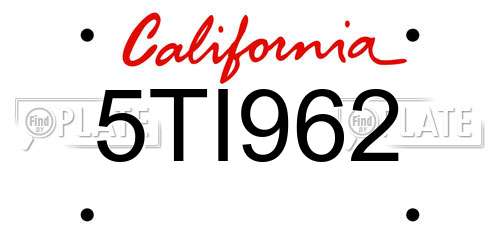 5TI962 California License Plate