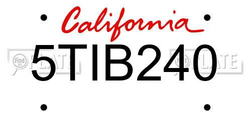 5TIB240 California License Plate