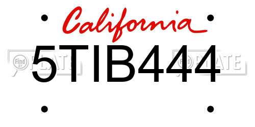 5TIB444 California License Plate