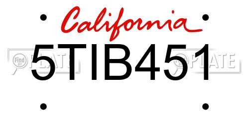 5TIB451 California License Plate