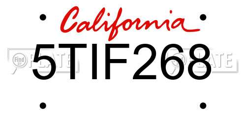 5TIF268 California License Plate