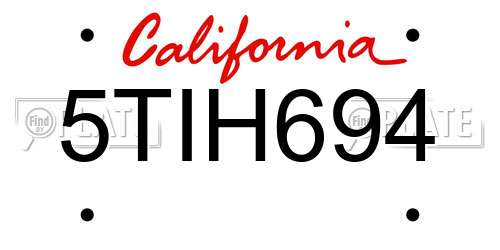 5TIH694 California License Plate