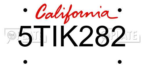 5TIK282 California License Plate