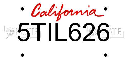 5TIL626 California License Plate