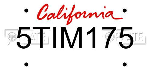 5TIM175 California License Plate