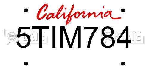 5TIM784 California License Plate
