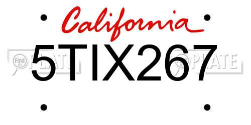 5TIX267 California License Plate