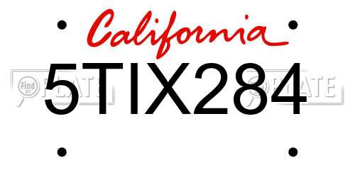 5TIX284 California License Plate