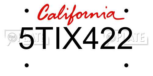 5TIX422 California License Plate