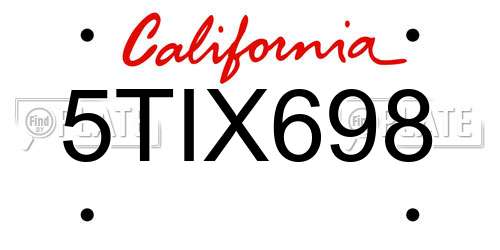 5TIX698 California License Plate
