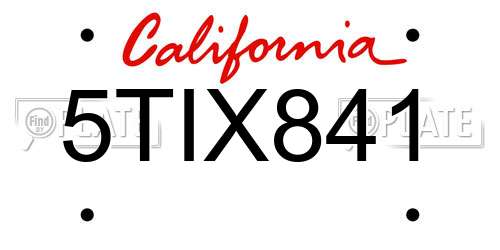 5TIX841 California License Plate