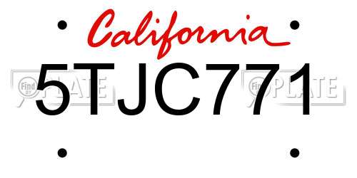5TJC771 California License Plate