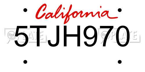 5TJH970 California License Plate