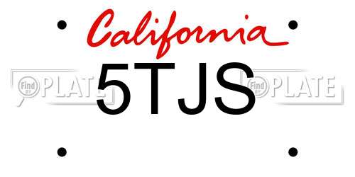 5TJS California License Plate