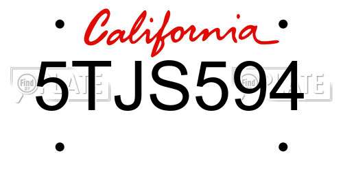 5TJS594 California License Plate