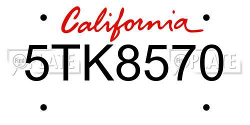 5TK8570 California License Plate