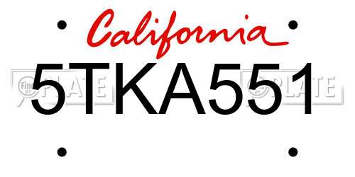 5TKA551 California License Plate