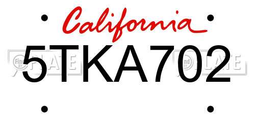5TKA702 California License Plate