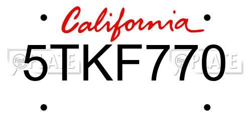 5TKF770 California License Plate