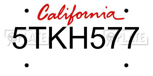 5TKH577 California License Plate
