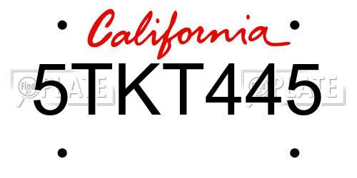 5TKT445 California License Plate