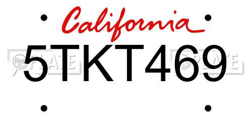 5TKT469 California License Plate