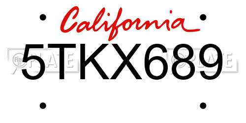 5TKX689 California License Plate
