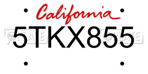 5TKX855 California License Plate