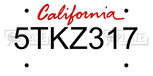 5TKZ317 California License Plate