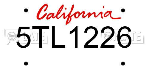 5TL1226 California License Plate