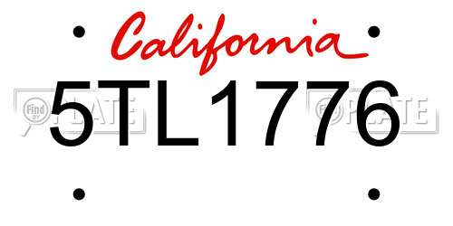 5TL1776 California License Plate