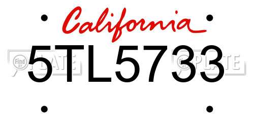 5TL5733 California License Plate