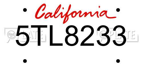 5TL8233 California License Plate