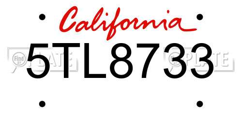 5TL8733 California License Plate