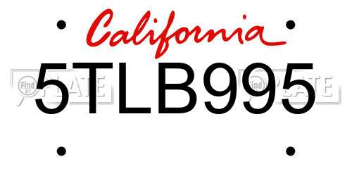 5TLB995 California License Plate