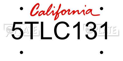 5TLC131 California License Plate