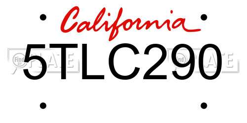 5TLC290 California License Plate