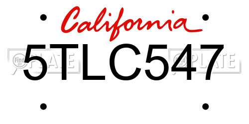 5TLC547 California License Plate