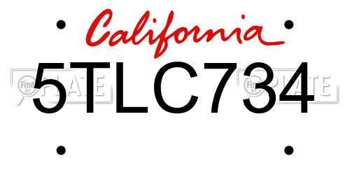 5TLC734 California License Plate