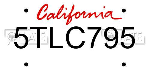 5TLC795 California License Plate