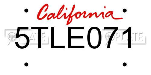 5TLE071 California License Plate