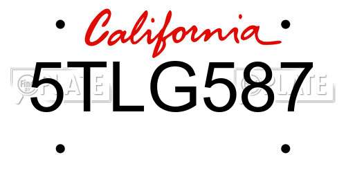 5TLG587 California License Plate