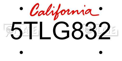 5TLG832 California License Plate
