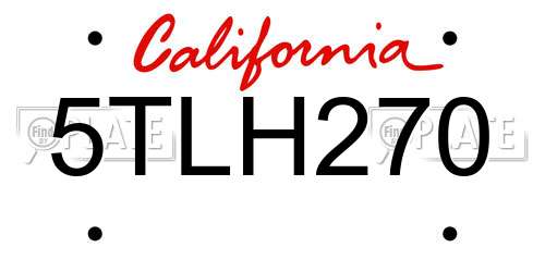 5TLH270 California License Plate