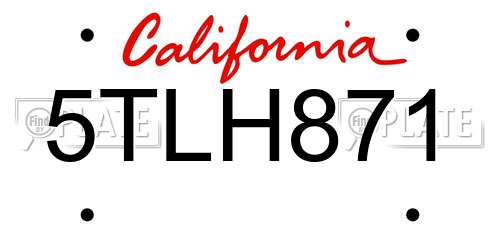 5TLH871 California License Plate