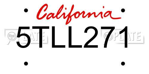 5TLL271 California License Plate