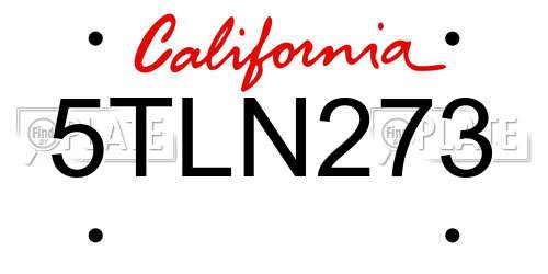 5TLN273 California License Plate